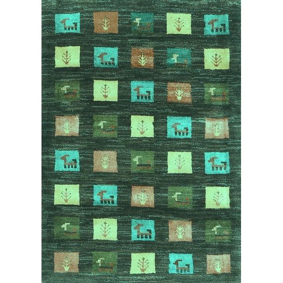 Ahgly Company Indoor Rectangle Abstract Turquoise Blue Contemporary Area Rugs, 4' x 6'