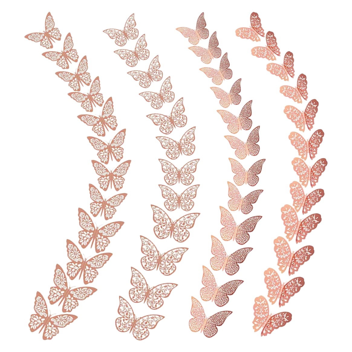 48 PCS 3D Butterfly Wall Decor Rose Gold Stickers 3D Hollow-Out Decorative DIY Home Decor Butterflies Decoration Bedroom