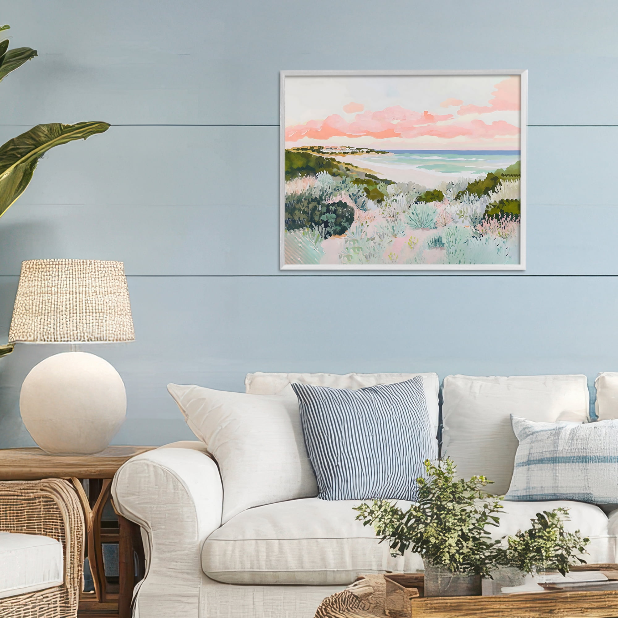 Stupell Industries Beach Grasses & Pastel Skies White Framed Giclee Art, design by The Prints Vibe