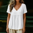 thumbnail image 4 of Ankola Womens Tops Casual V Neck Short Sleeve T Shirts Babydoll Loose Fit Peplum Tops, 4 of 7