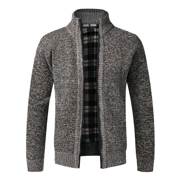 Cardigan calido de otono e invierno para hombre sueteres con cremallera de lana chaquetas para hombre abrigo de punto ajustado cardigan grueso sueter abrigo para hombre Tan Jianjun unisex Bodega Aurre...