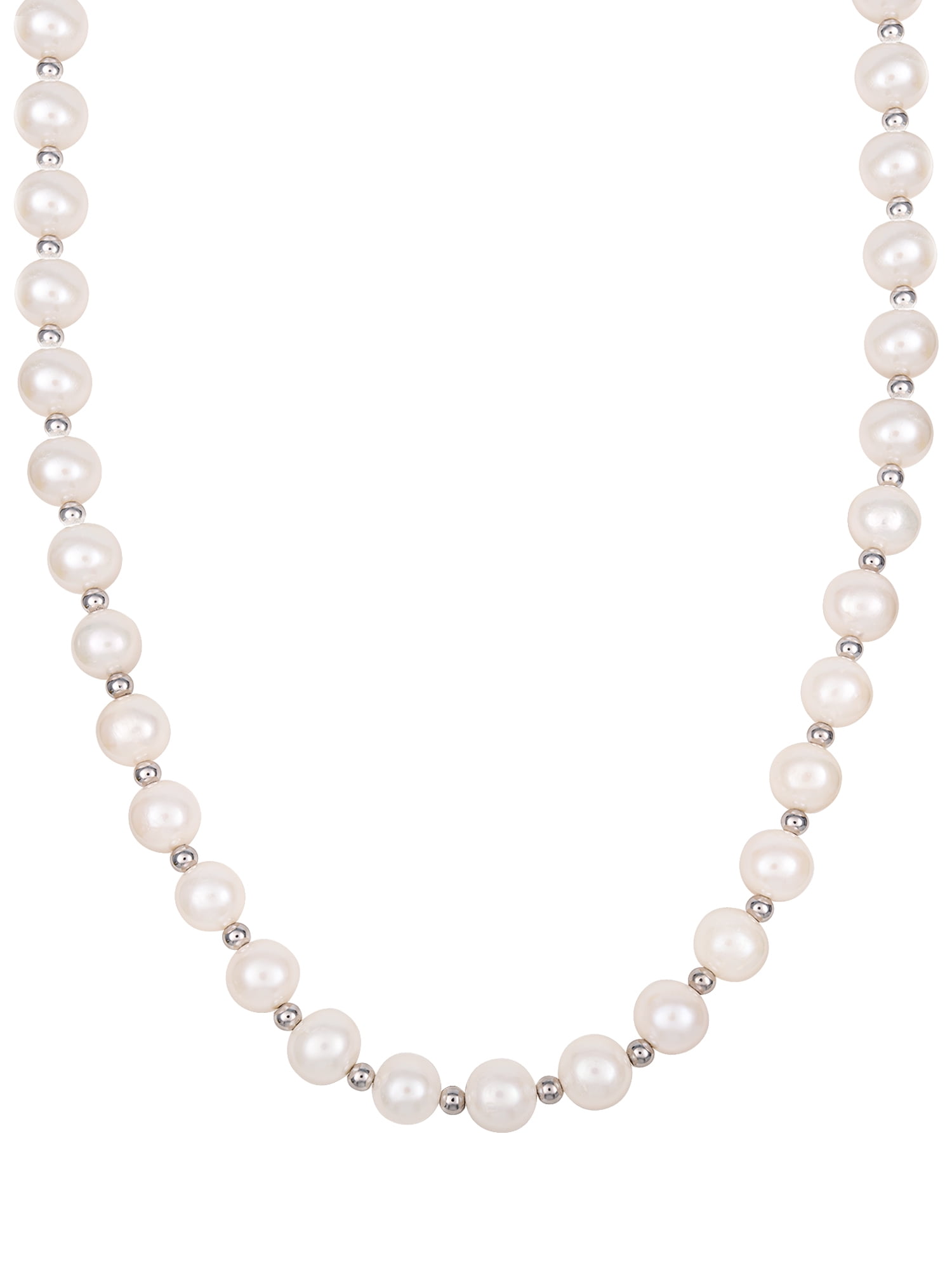 Natural 7-8mm 3 Row AAA White Cultured Pearl Necklace 20-22 Inch 