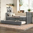 thumbnail image 3 of Harper & Bright Designs Twin Platform Bed with Trundle and Drawers, Solid Wood Daybed with Headboard and Footboard for Bedroom, Gray, 3 of 7