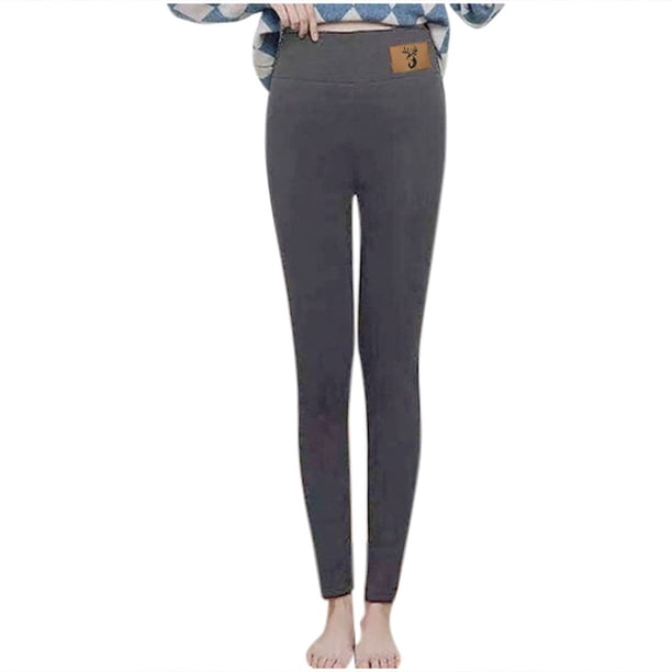 Gibobby Pantalones de invierno para mujer termicos Las mujeres imprimieron los pantalones largos de la cintura de las del mantenimiento de los pantalones de la manera (Gris,M)