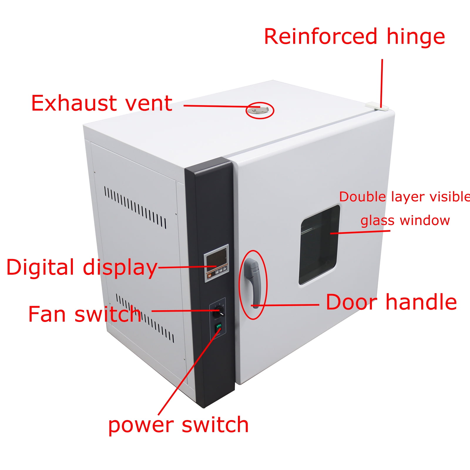 Digital Forced Air Convection Drying Oven ​Lab Drying Heat Treat Oven 70L Inner Chamber Volume