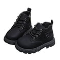 thumbnail image 4 of Children's Winter Solid Color Cropped Leather Boots British Style Boots, 4 of 8
