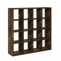 Furinno CUBICLE Book Shelf, 16-Cube Thick Frame Bookshelf, Reversible Bookcase with Open Back, 14.6 x 57.8 x 58, for Living Room, Bedroom, Home Office, Amber Pine