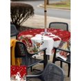 thumbnail image 4 of Outdoor Tablecloth with Umbrella Hole and Zipper, Red Christmas Square Table Cloth 60x60 Inch Waterproof Tablecloth, Snowman Gifts Xmas Tree Snowflake Winter Picnic Table Cover for Patio Camping, 4 of 7