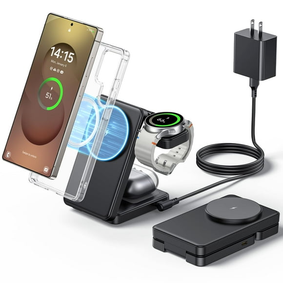 Cargador inalámbrico Meifigno 3 en 1 magnético plegable para Samsung