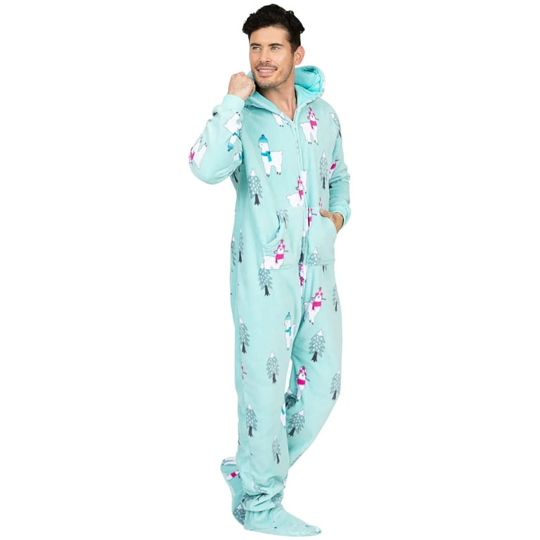 Winter Whiteout Hoodie One Piece - Adult Hooded Footed Pajamas, One Piece  Hooded Pjs