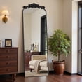 thumbnail image 2 of Antok 64"x21" Vintage Arched Full-Length Mirror with Carved Metal Frame, Baroque-Style Floor Mirror for Living Room, Bedroom, Entryway or Hallway Decor, Black, 2 of 7