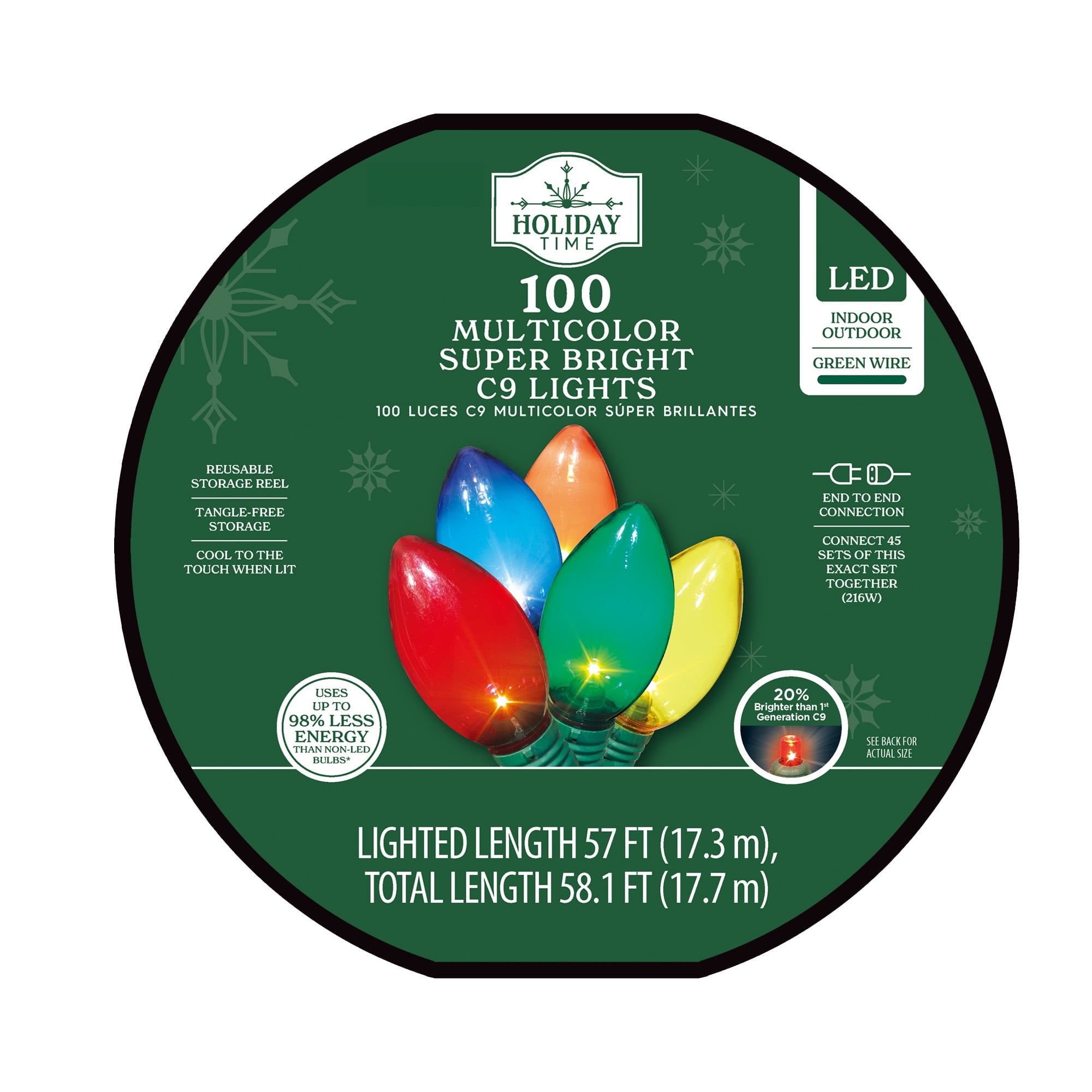 Indoor/Outdoor 100-Count LED Smooth C9 Christmas Lights