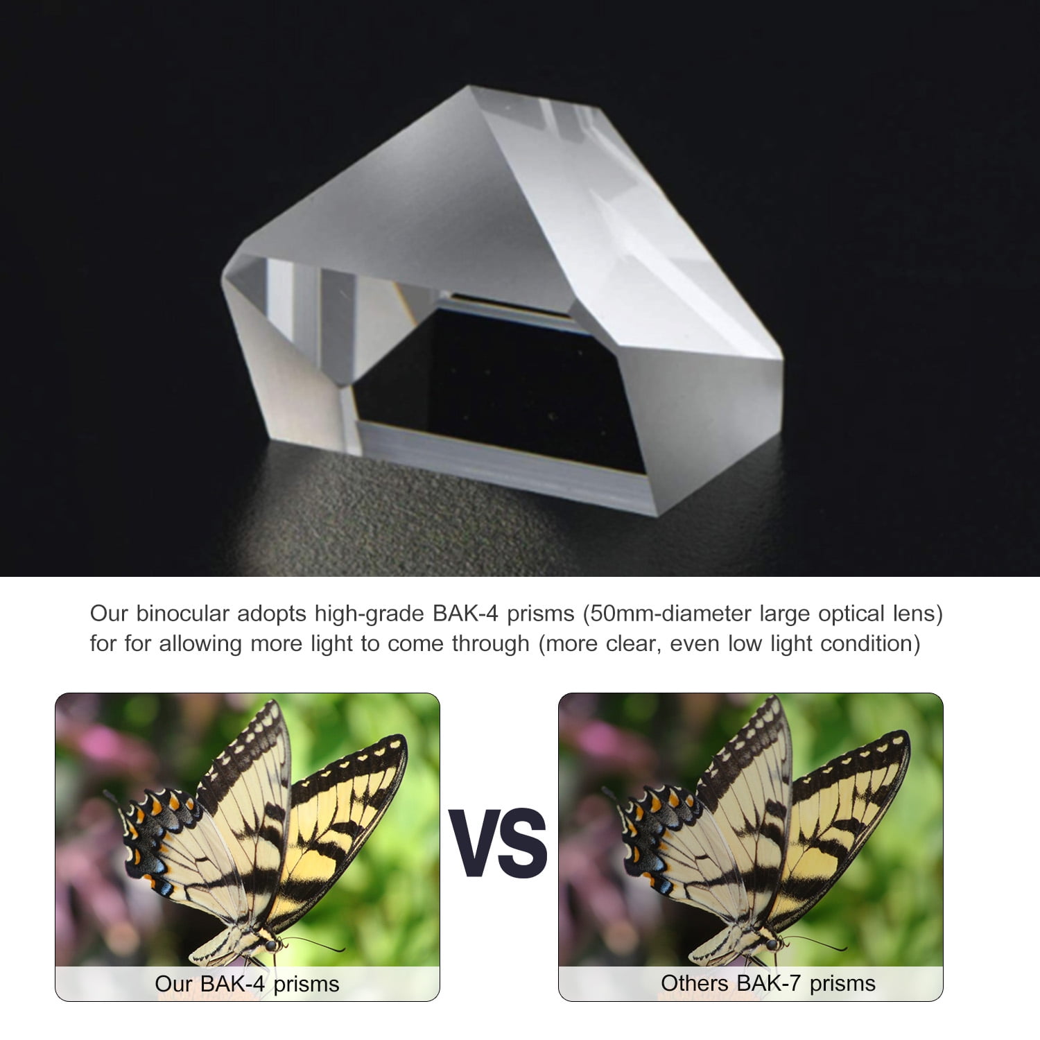 Multi-Layer Coated Aspherical Lens, 8-24x Binoculars with 50mm Objective Lenses, High-Grade BAK-4 Prisms, Compact & Portable for Bird Watching, Outdoor, Sports, Concerts, Stargazing