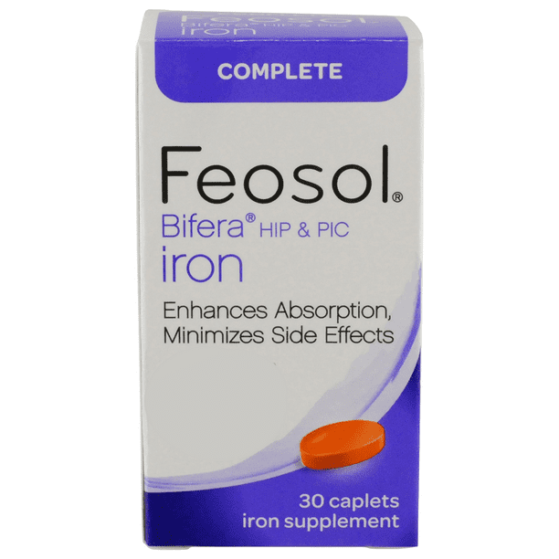 Feosol Complete with Bifera Iron Mineral Supplement Caplets, 30 Ct