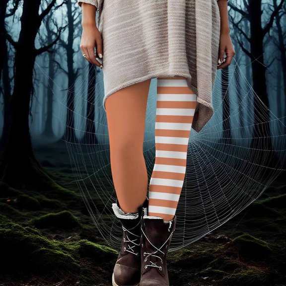 Aobny Seamless Leggings for Women Color Block Striped Red Leggings Ankle Skinny Women's Activewear Leggings,L