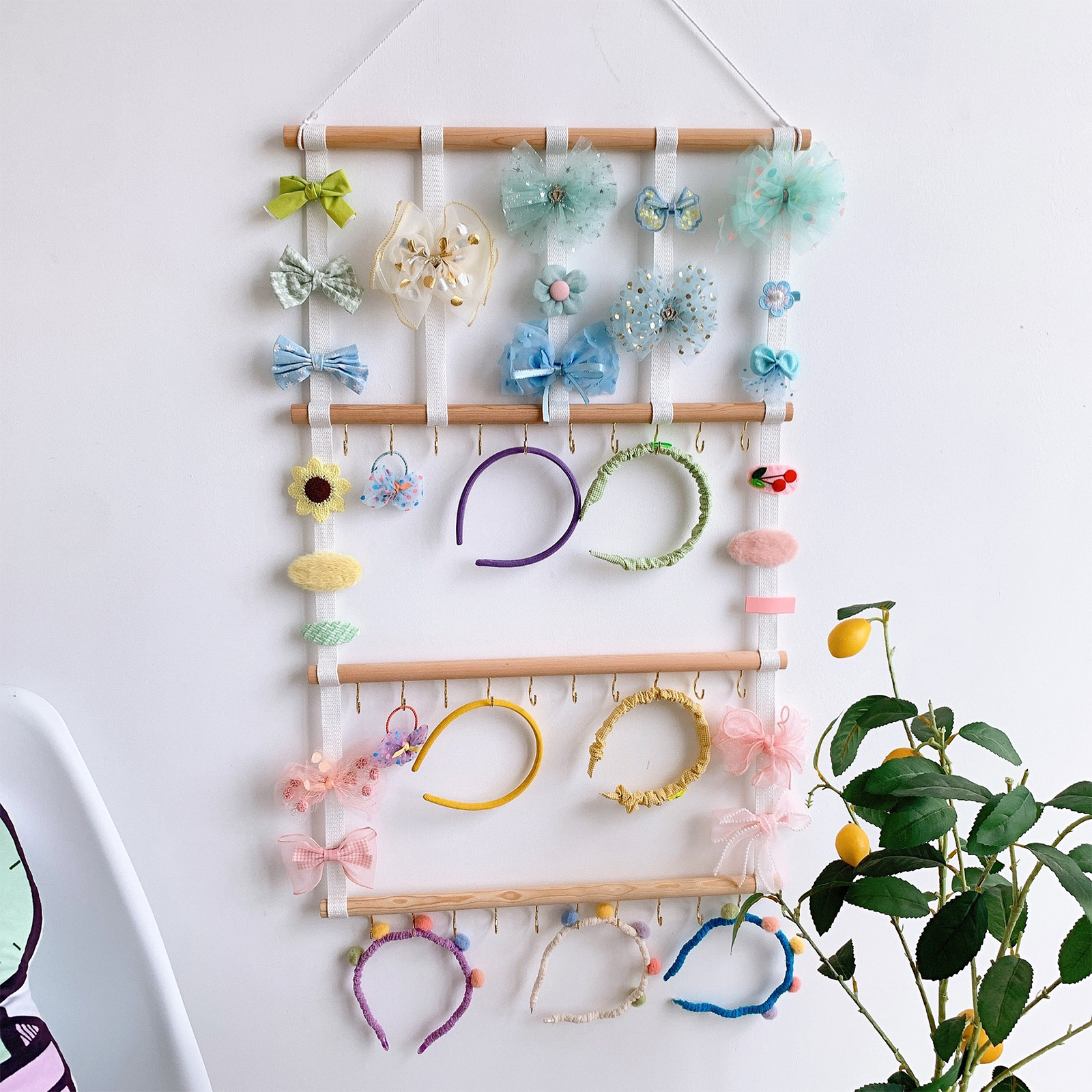Bow Holder For Girls Hair Bows, Hair Clips Headband Storage Wall Home Decor for Girls Room 2 Sizes