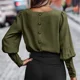 thumbnail image 4 of Cárdigan de una sola botonadura en la espalda para mujer, Tops elegantes, camiseta de manga de linterna de Color sólido, camisetas de viaje cómodas para mujer, nuevo, 4 of 5
