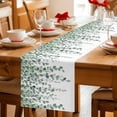 thumbnail image 5 of Green Eucalyptus Leaves Table Runner - 108 Inch Long Summer Botanical Weeping Watercolor Cotton and Linen Blended Dress Scarves Farmhouse Table Runner for Kitchen Dining, Coffee Table, 13" x 108", 5 of 8