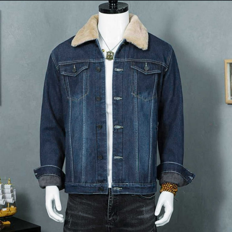 Kali_store Men's Vintage Label Denim Jacket