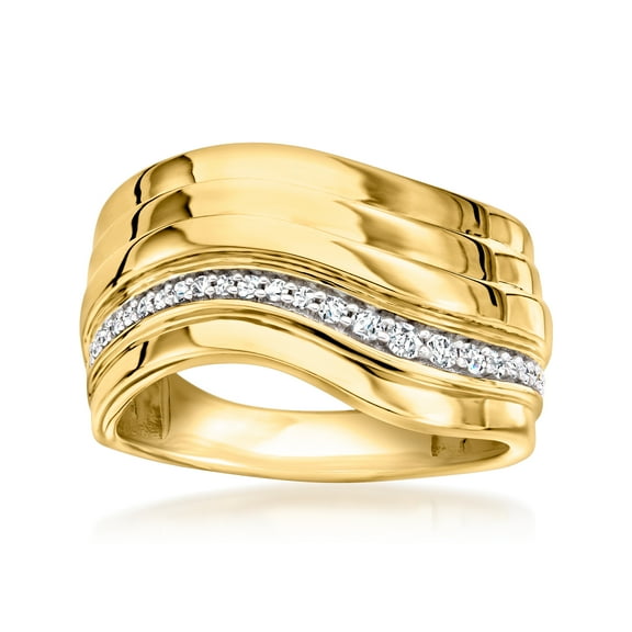 Ross-Simons 0.15 ct. t.w. Diamond Wavy Ring in 18kt Gold Over Sterling, Women's, Adult