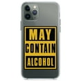 thumbnail image 1 of DistinctInk Clear Shockproof Hybrid Case for iPhone 13 (6.1" Screen) - TPU Bumper Acrylic Back Tempered Glass Screen Protector - May Contain Alcohol Warning Sign, 1 of 2