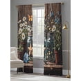 thumbnail image 4 of Flowers Floral Sheer Curtains 84 Inch Length 2 Panels Set, Western Texas Star Farmhouse Brown Lodge Voile Window Treatment Rod Pocket Curtains Sheers Drapes for Bedroom/Living Room/Kitchen 52"x84"x2, 4 of 7