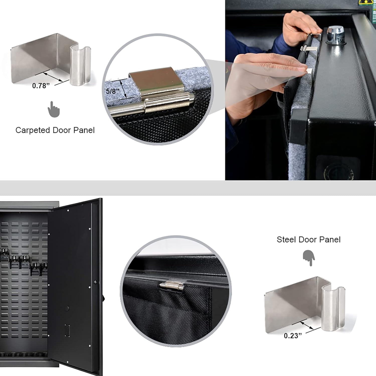 Gun Safe Door Panel Organizer 16.5W*47H Adjustable Storage for Pistols Documents