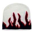 thumbnail image 4 of Couver Flame Fire Design Cuffless Beanie Hat Ski Beanie Hat - White With Red and Black Fire, 4 of 8