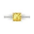 thumbnail image 2 of 2.7ct asscher cut yellow Zircon 18k white gold Bridal Wedding Engagement Promise Anniversary Ring for Women size 9.25, 2 of 7
