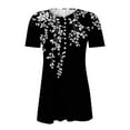 thumbnail image 4 of Yuwull Summer Tops For Women Going Out Tops Women'S New Short Sleeve V-Neck Pleated Button Casual Print Womens Plus Size Tops On ClearanceS, 4 of 4