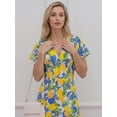 thumbnail image 4 of Women's Lemon Floral Maxi Dress V-Neck Flutter Sleeve Casual Boho Long Summer Sundress, 4 of 5