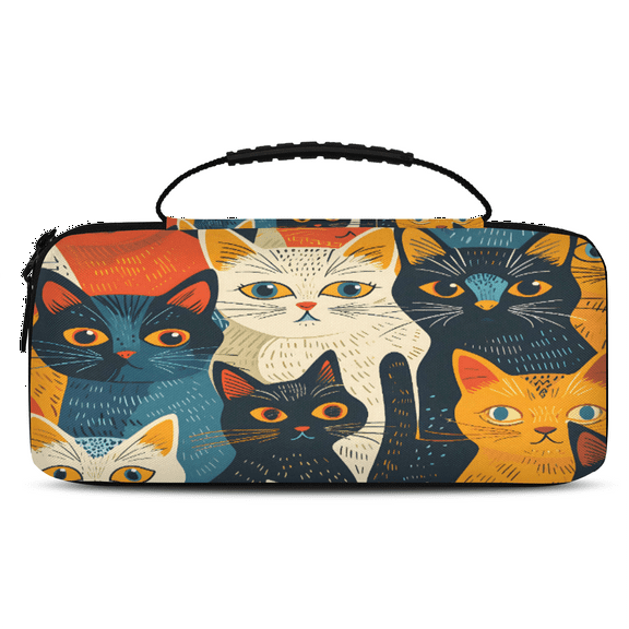 Herdesigns Colorful Cat Carrying Case for Nintendo Switch 2 with 20 Game Card Slots, Portable Travel Carry Case for Accessories and Console