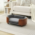thumbnail image 2 of Noble House Scandinavian Elevated Small Dog Bed, Pet Sofa with Solid Wood Frame, Dark Gray and Walnut, 2 of 13