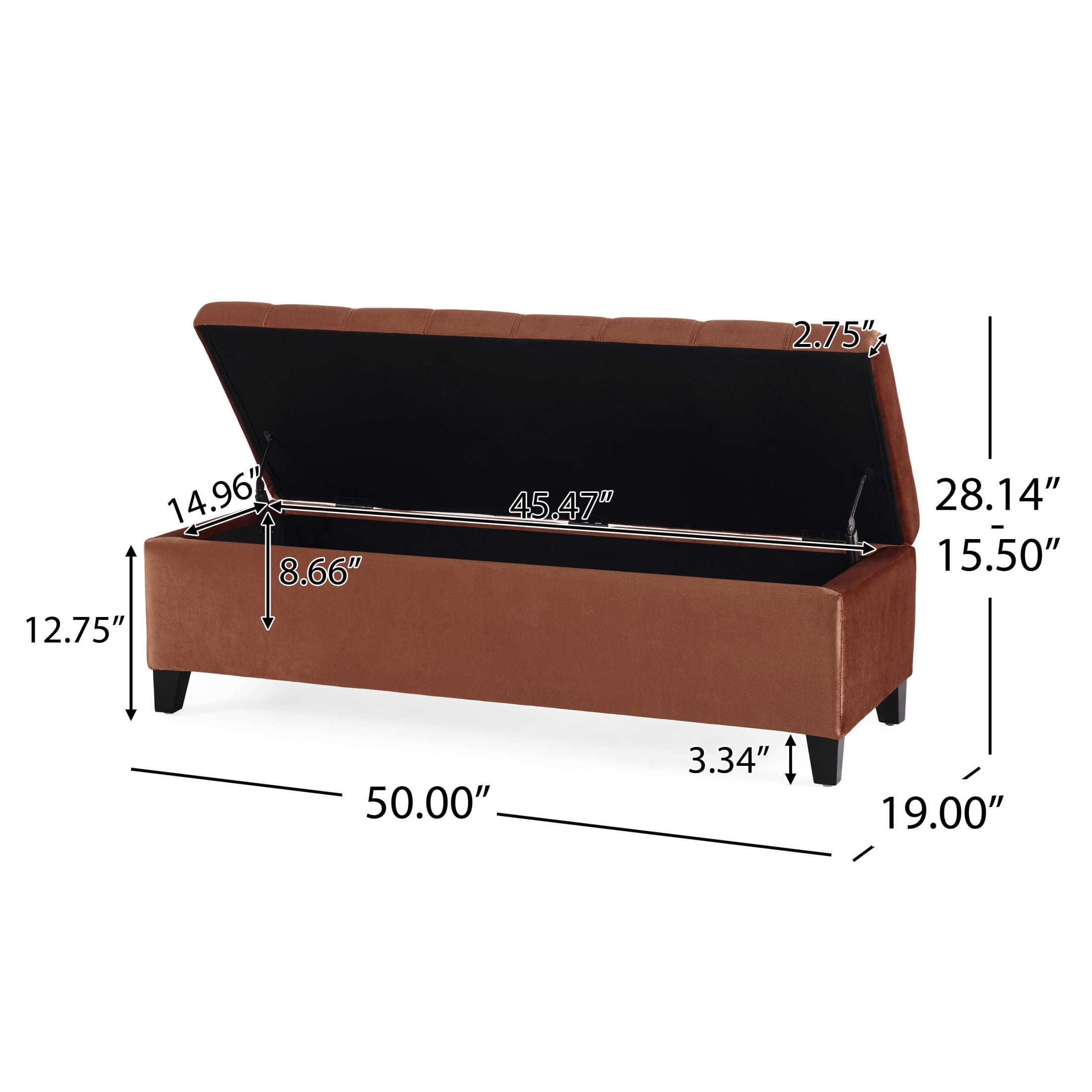 Velvet Tufted Storage Bench with Lift-Up Top & Birch Wood Legs, Blush