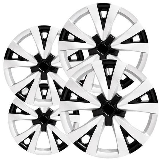 Fuel Rider Set of 4 16 inch Gloss Black Snap-On Hubcaps with 5 V Spoke Compatible with 2022-2024 Honda Civic LX Standard Steel Wheel Covers