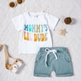 thumbnail image 2 of KPOPLK Infant Baby Boy Summer Clothes Set Cute Print Short Sleeve Clothing Striped Tee Shorts Casual Outfit(Blue,3-6 Months), 2 of 5