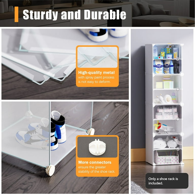 Anqidi 24Pcs Shoe Organizer, Foldable White Plastic Shoe Storage Boxes  12.99*9.06*5.51 In 