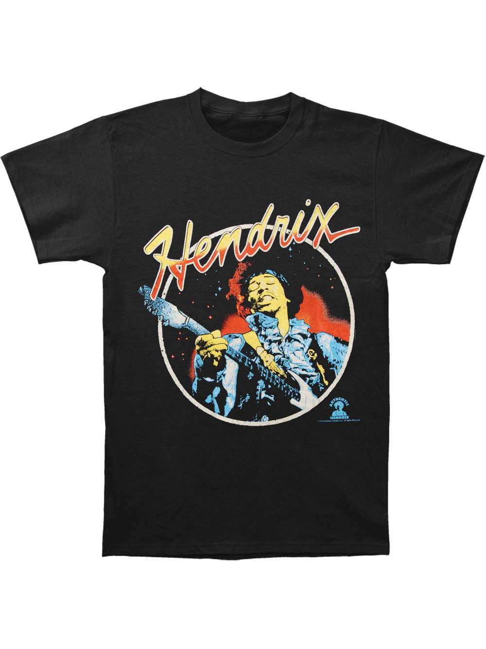 Jimi Hendrix Men/'s Script Circle Short Sleeve T-shirt Large Tshirt Black