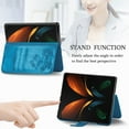 thumbnail image 4 of Wallet Cover for Galaxy Z Fold 4, Clover Embossed Magnetic Closure Premium PU Leather [Folio Flip][Kickstand][Card Slots][Wrist Strap][Kickstand]Phone Cover for Samsung Galaxy Z Fold4 5G, Blue, 4 of 10