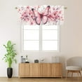 thumbnail image 2 of Butterfly Floral Curtain Valance for Kitchen Watercolor Pink Flower Cherry blossoms Window Valance for Living Room Bedroom, Kitchen Valance Rod Pocket Window Curtain 54 by 18 in, 1 Panel, 2 of 6