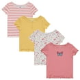 thumbnail image 1 of BTween 4-Pack Rib Knit Girls Tops - Short Sleeve Lettuce Trim Ribbed Girl Shirts - Yellow/Pink/White, Size 7-8, 1 of 5