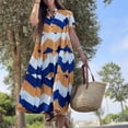 thumbnail image 6 of Gaecuw Maxi Summer Dress Women Crew Neck Short Sleeve Calf Length Swing Beach Dresses Button Trendy Dresses Polyester Going Out Dresses Casual Summer Dresses Day Dresses Cute Dresses Vacation Dresses, 6 of 9