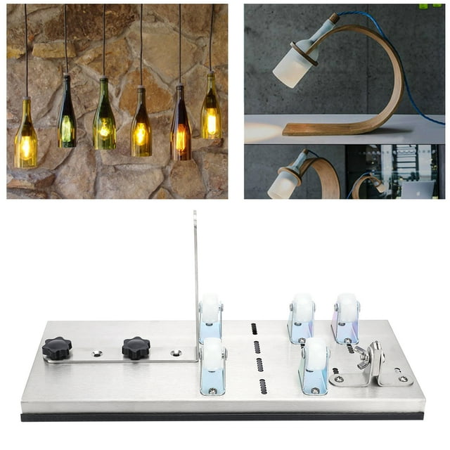 Hilitand Outil de Coupe de Bouteille DIY, Machine de Coupe de Bouteille Ronde en Verre Outils à Main Industriels DIY avec Kit d'Accessoires, Machine de Coupe de Bouteille