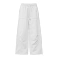 thumbnail image 5 of Iroehba Pants for Women Relaxed Mid Waist Solid Trousers Drawstring Sweatpants with Roomier Wide Leg Cut, With Side Pockets for Weekend Trips and Casual Outfit Matching, 5 of 6