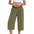 thumbnail image 4 of ATOYSOY Womens Smocked Waist Culottes Elastic High Waist Cropped Wide Leg Pants Casual Summer Capris For Beach And Vacation, 4 of 7