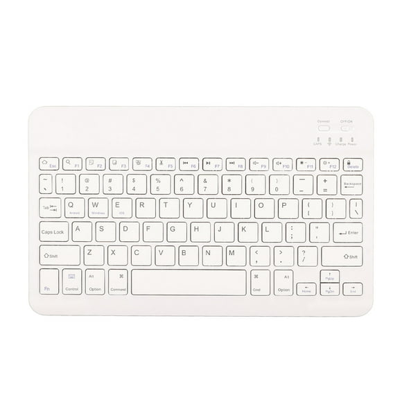 Tablet Keyboard QWERTY Layout Auto Sleep Ultra Slim BT Connection Shortcuts Wireless Keyboard for IOS Tablet Pro Mini White