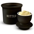 thumbnail image 2 of Kook Butter Crock with Lid, Soft Spreadable Butter, Ceramic French Butter Keeper to Leave On Counter with Water Line, Butter Dish, Home and Kitchen Decor, Perfect for Christmas Gift (Black), 2 of 4