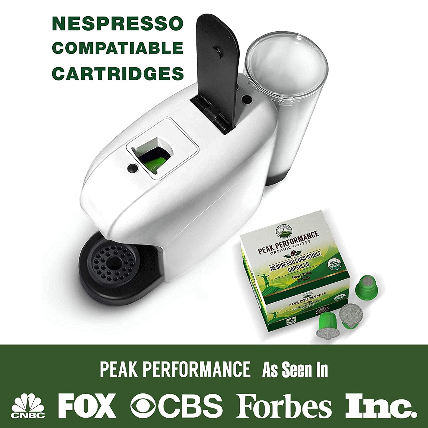 Peak Performance Organic Capsules for Nespresso Machines - Fair Trade, Low Acid, Organic Espresso Coffee Pods (36 Count) Compatible With Nespresso Capsule Brewers. Medium Roast Single Serve Pod