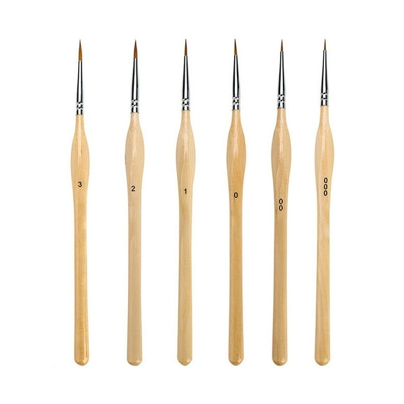 Detail Paint Brushes Set, 6PC Miniature Brushes for Fine Detailing & Art Painting, Small Tiny Paint Brush Perfect for Acrylic, Paint by Number, Figurine, Craft, Models (Wood)