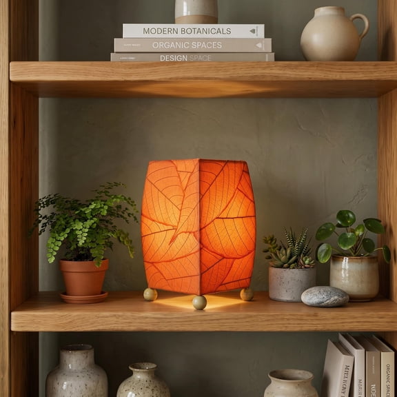 Eangee Mini Square Cocoa Leaf Lamp Orange